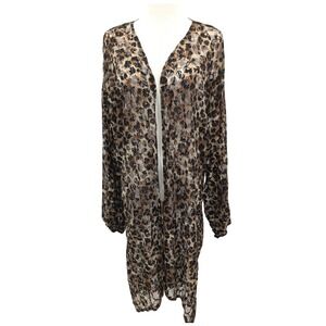 L&B Lucky and Blessed Sheer Velvet Burnout Kimono Cardigan Sz S‎ Boho Western
